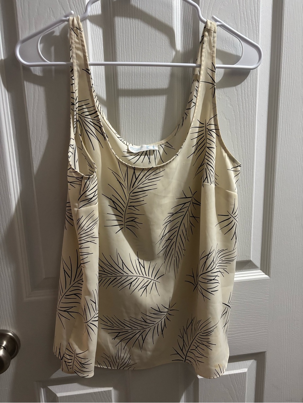 Primark Cream Tank Top with Black Palm Print